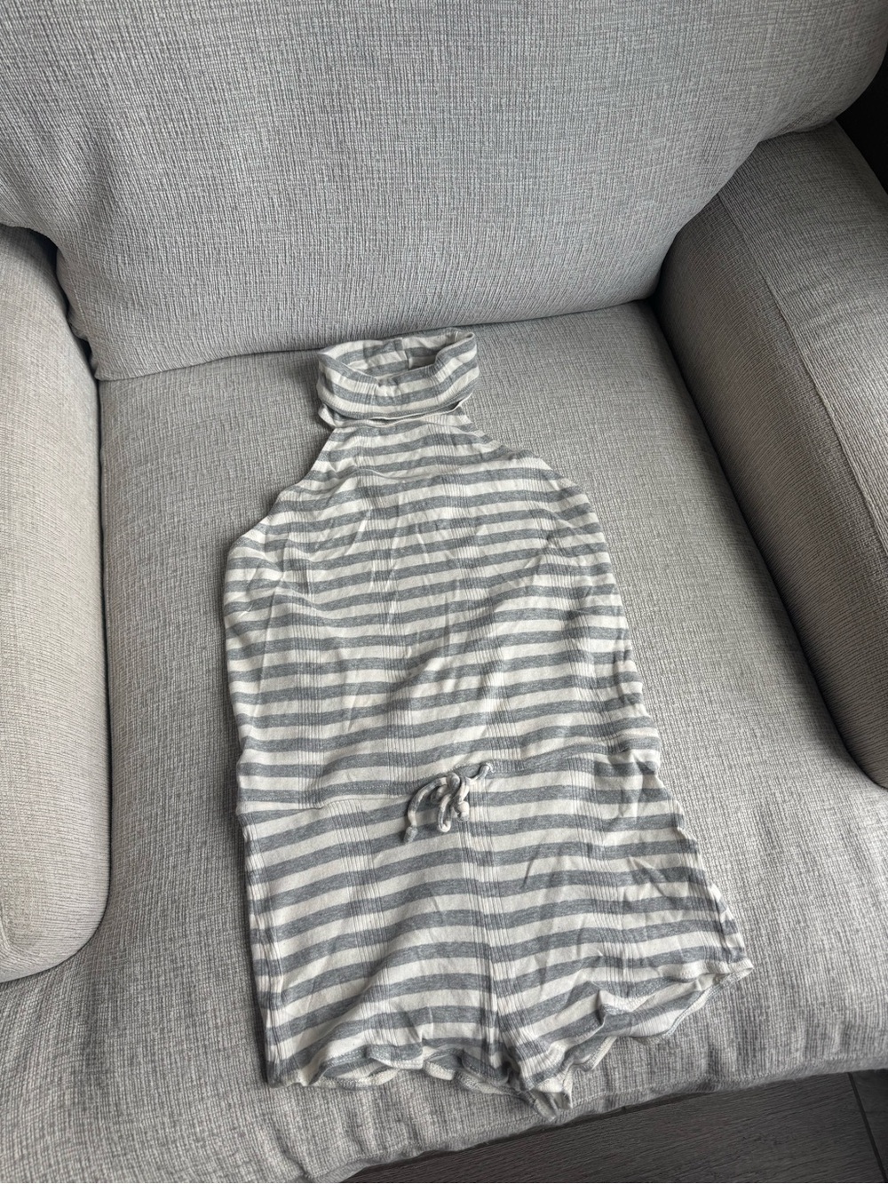 Free People Gray & White Striped Halter Neck Romper